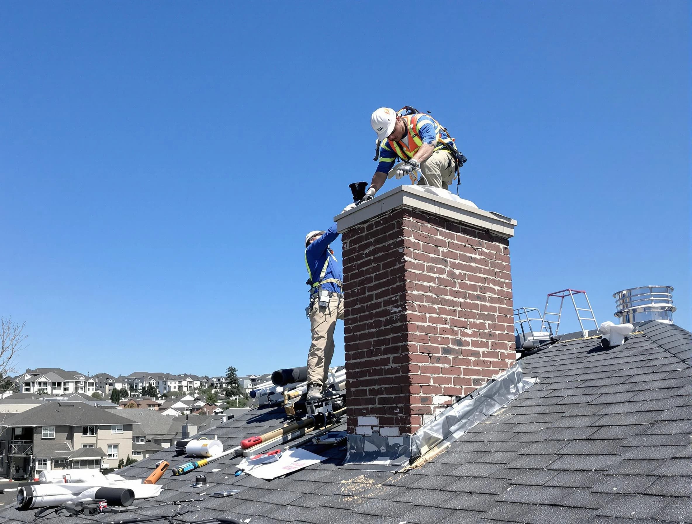 Paradise Valley Chimney Sweep repairing a chimney crown in Paradise Valley, AZ