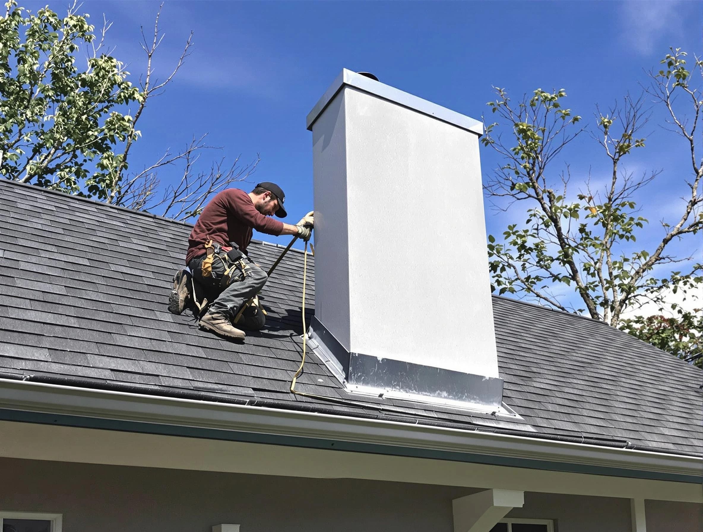 Paradise Valley Chimney Sweep team member finishing chimney construction in Paradise Valley, AZ