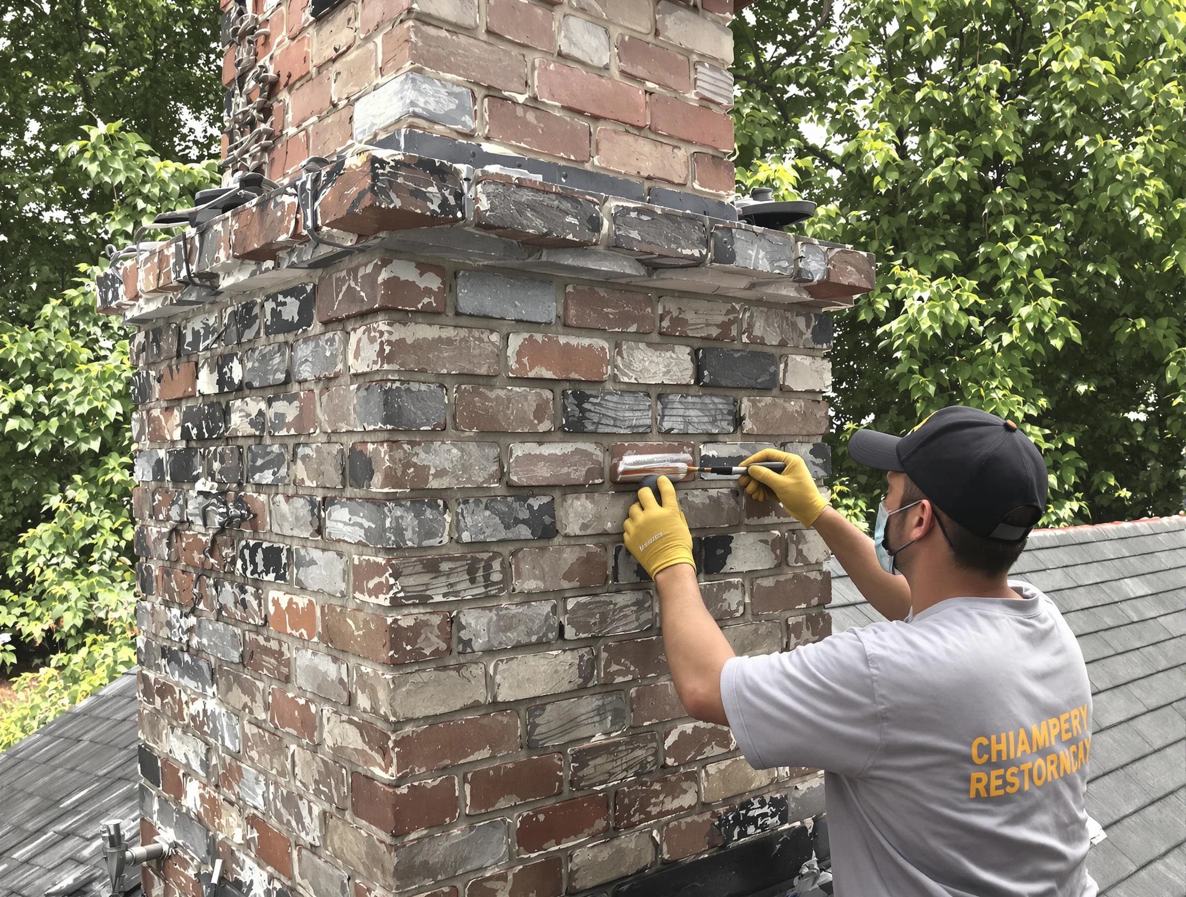 In-progress chimney restoration by Paradise Valley Chimney Sweep in Paradise Valley, AZ