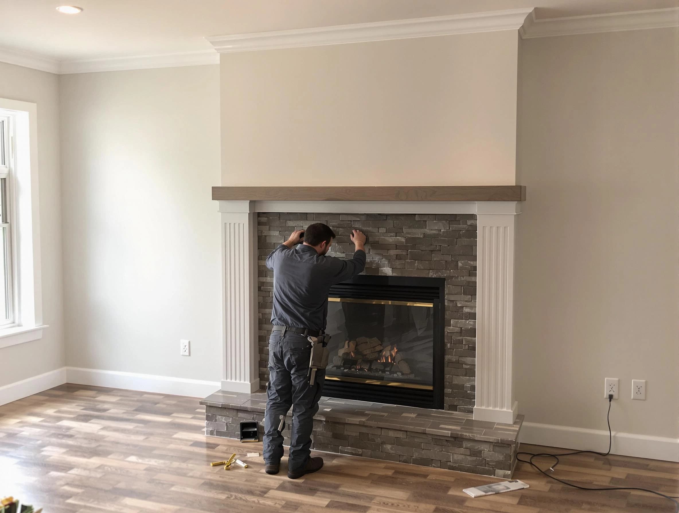 Paradise Valley Chimney Sweep finishing a custom fireplace install in Paradise Valley, AZ