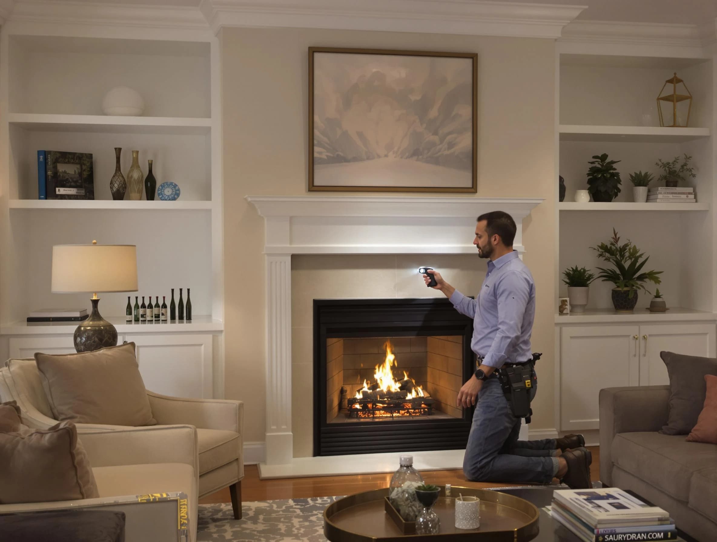 Paradise Valley Chimney Sweep conducting a fireplace safety inspection in Paradise Valley, AZ