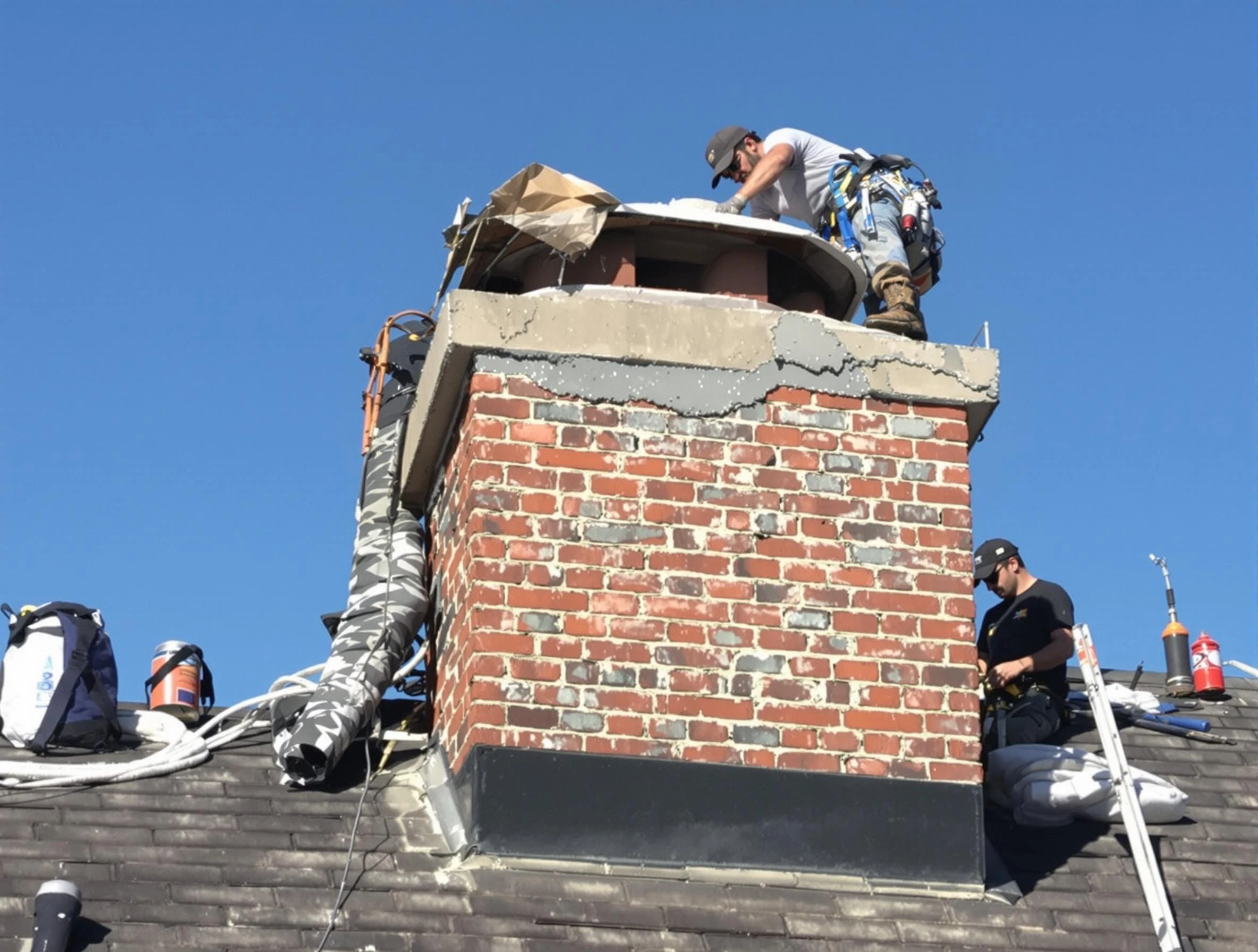 Paradise Valley Chimney Sweep installing a custom chimney crown in Paradise Valley, AZ